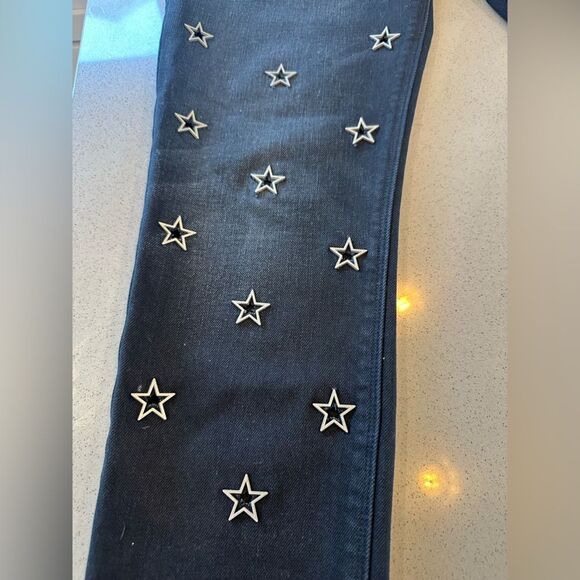 Hudson Riley Crop Relaxed Straight Leg Women's Black Jeans Star Detail Size 27 - Picture 12 of 16